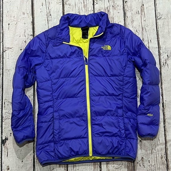 Girls The North Face Periwinkle 550 Goose Down Zip Up Jacket Girls - Picture 1 of 6